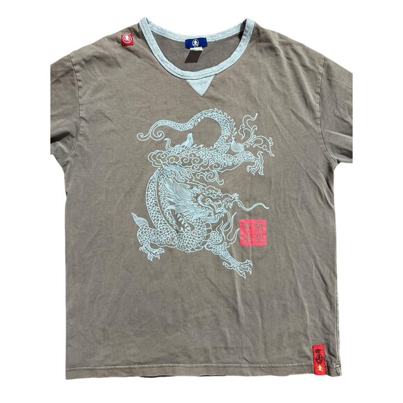 Goo-Coo Monkey Dragon Print Shirt Long Sleeve Grunge Skater Y2K Sz XL - Picture 2 of 12